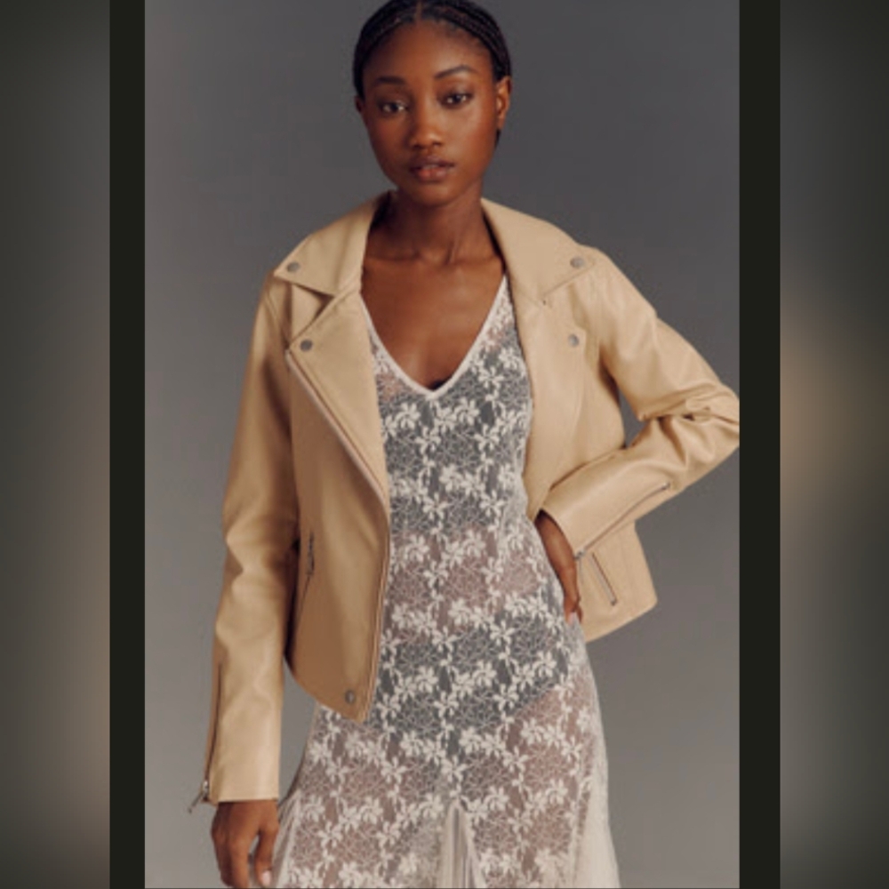 NWT! Anthropologie The Saige Faux-Leather Moto Jacket